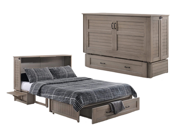 Night & Day Poppy Brushed Driftwood Queen Murphy Cabinet Bed In A Box