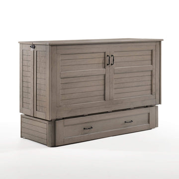 Night & Day Poppy Brushed Driftwood Queen Murphy Cabinet Bed In A Box