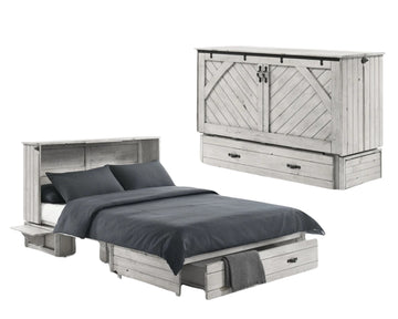 Night and Day Ranchero Antique White Murphy Cabinet Bed In A Box